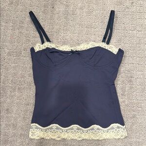 Women's Navy Blue Lace Trim Cami Top